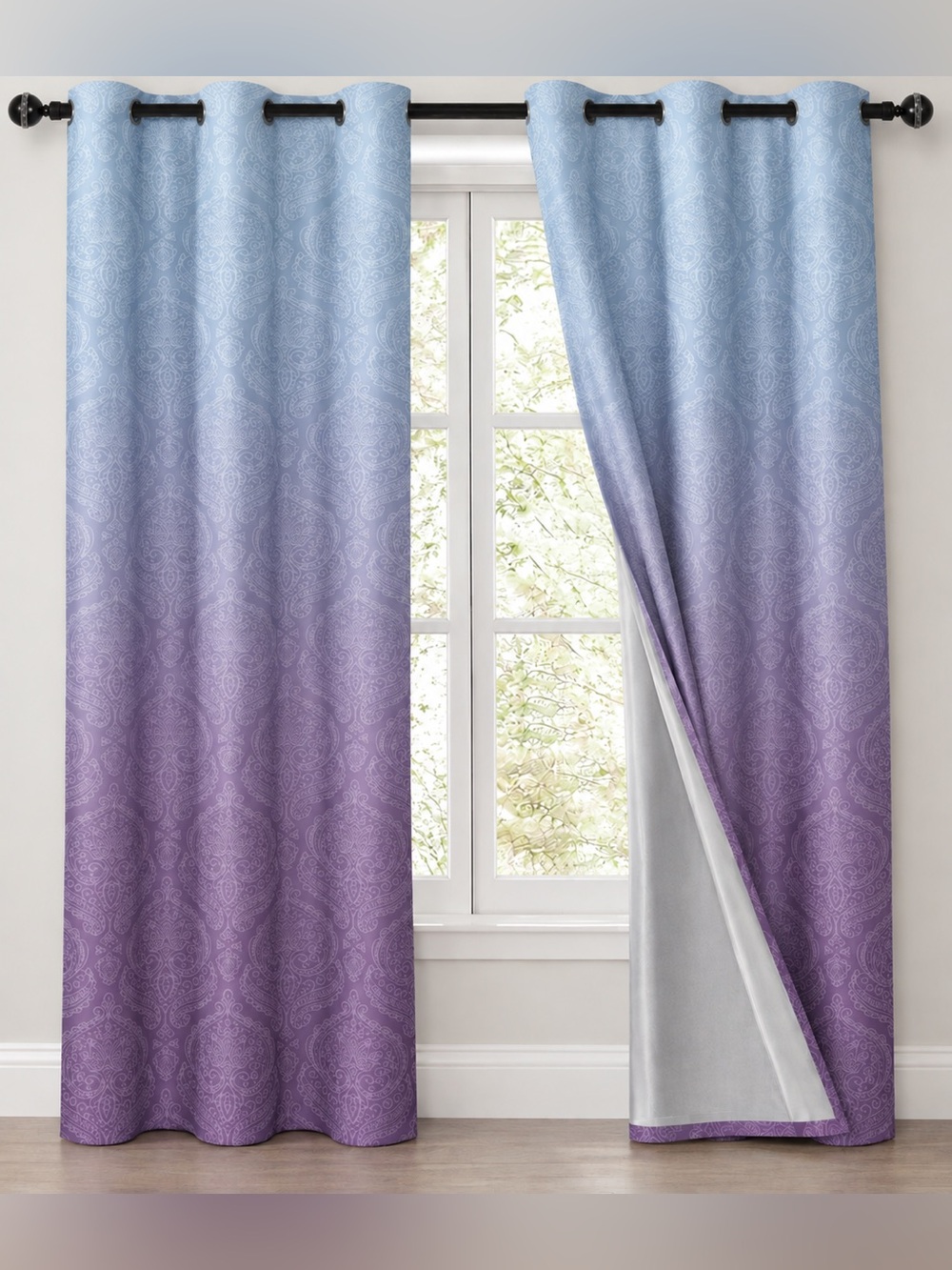 Ombré Blue to Purple Grommet Blackout Curtain Panel - Brand
